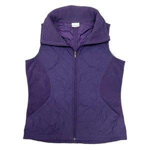 Columbia Vest Womens Medium Purple Fleece Quilted Full Zip Sleeveless Pockets